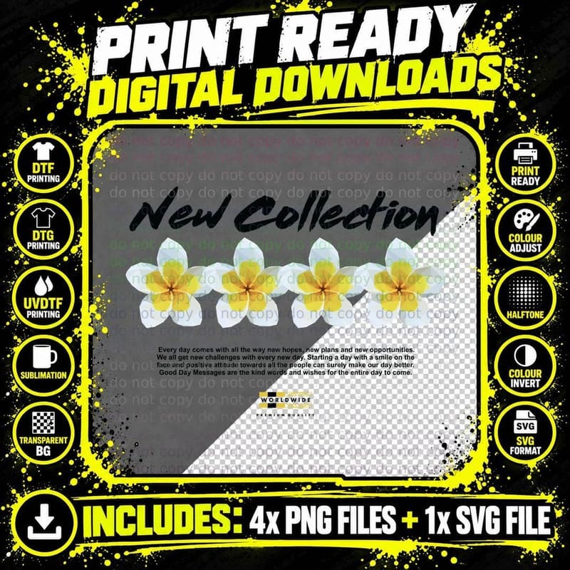 New Collection Flowers Daisies Inspirational Png SVG Digital Bundle
