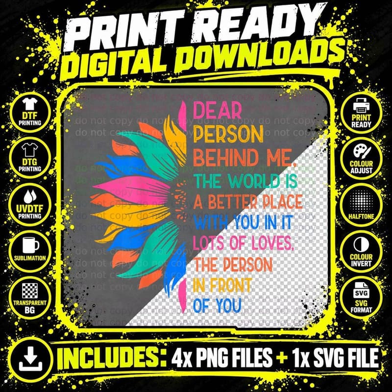 Positive Affirmation T-Shirt, Dear Person Behind Me the Png SVG Digital Bundle