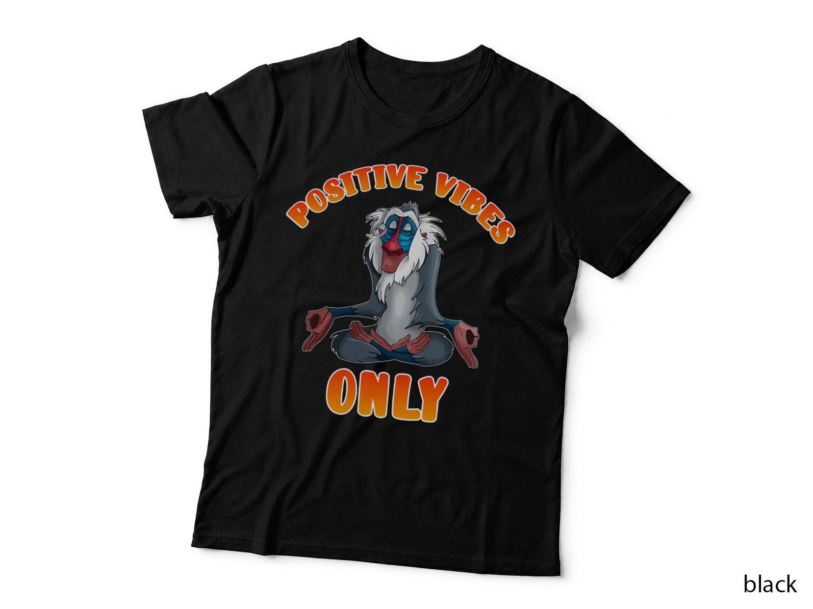 Positive Vibes Monkey Namaste Meditation Zen T-Shirt