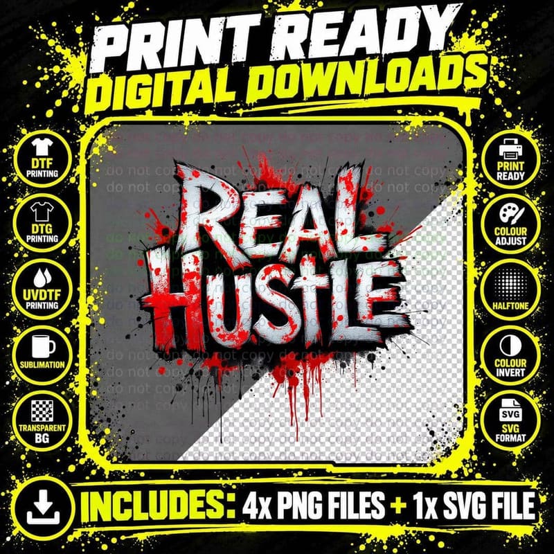 Real Hustle Street Art Urban Grind Motivation Graphic Png SVG Digital Bundle