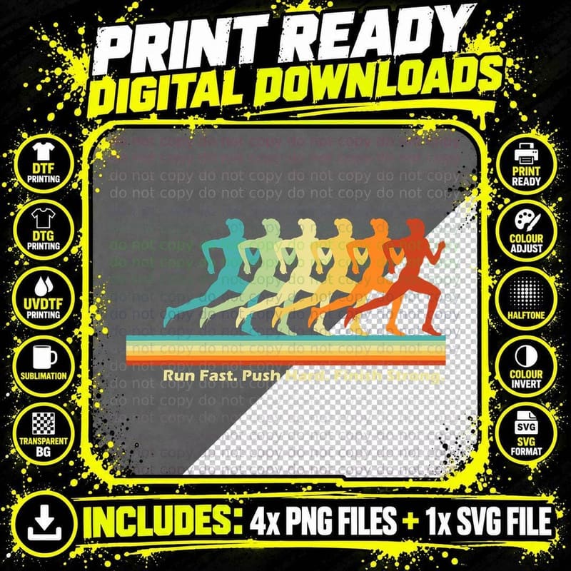 Women Running Track & Field Runner Motivational Training Png SVG Digital Bundle