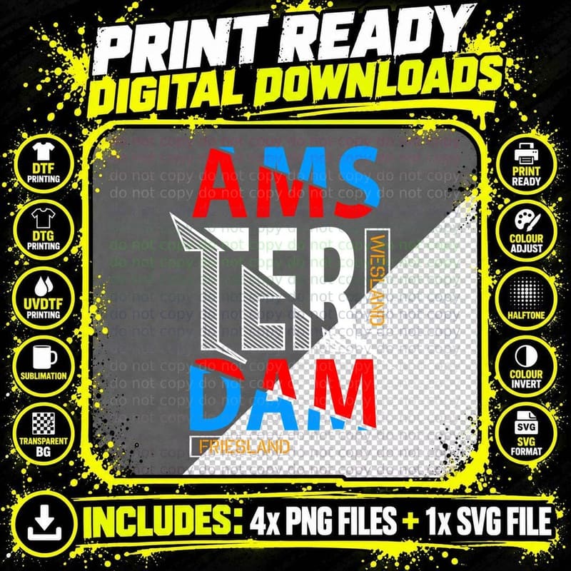 Amsterdam Ams Ter Dam Metal Friesland Netherlands Png SVG Digital Bundle