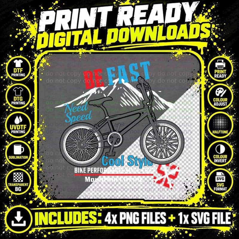 Be Fast Rock Speed Bike Performance Since 1927 Bicycle Png SVG Digital Bundle