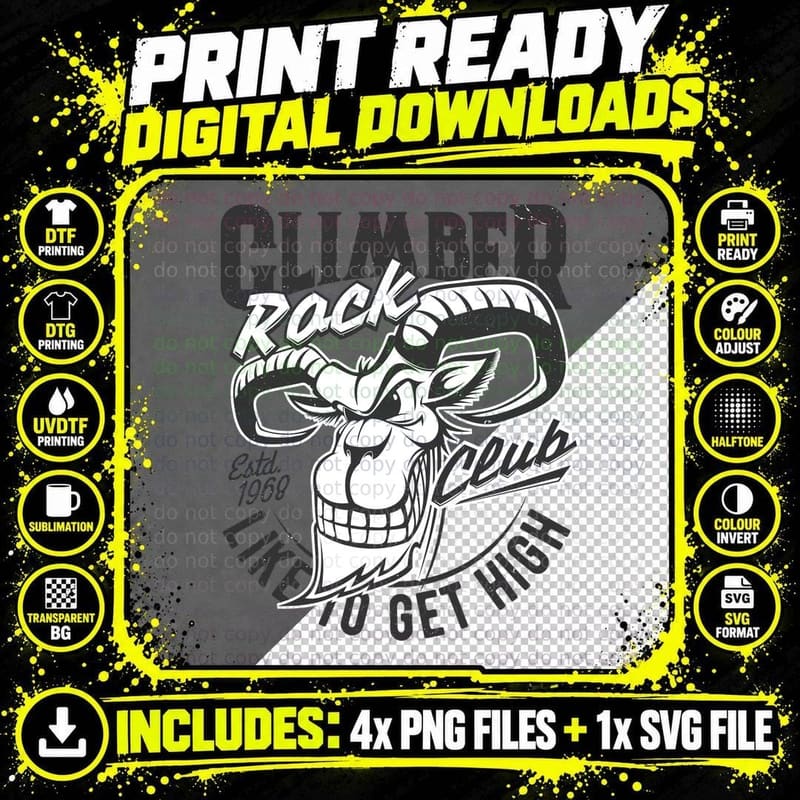 Climbed Rock Club Est 1968 High Skull Climbing Sport Png SVG Digital Bundle