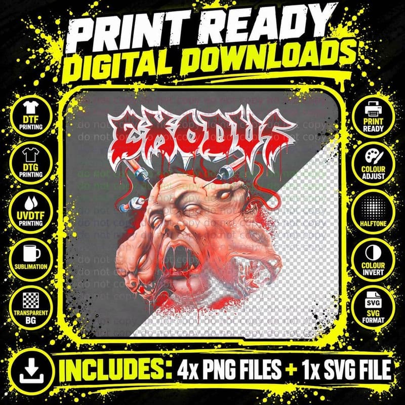 Demon Face Red White Halftone Distorted T-Shirt Png SVG Digital Bundle