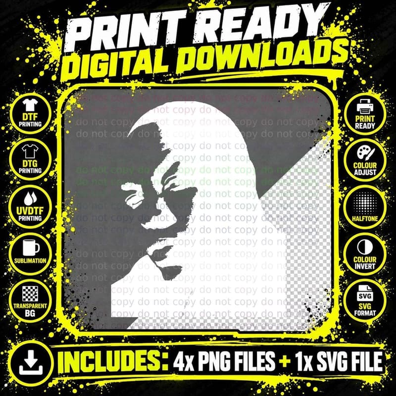 Man in Profile with Long Hair Dark Silhouette Vector Png SVG Digital Bundle