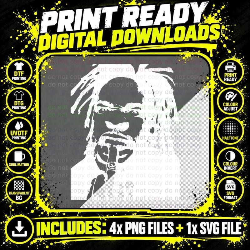 Man with Dreadlocks Smoking Cigar Vector Stencil Png SVG Digital Bundle