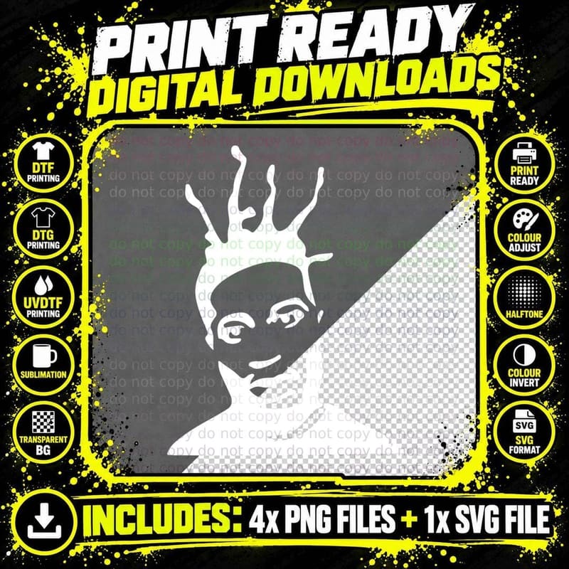 Man with Tall Spiked Hairstyle Vector Stencil Portrait Png SVG Digital Bundle