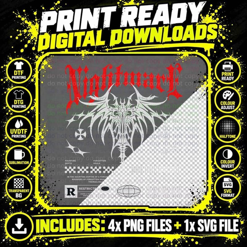 Nightmarch Demon Head Bull Metal Aesthetic Restricted Png SVG Digital Bundle