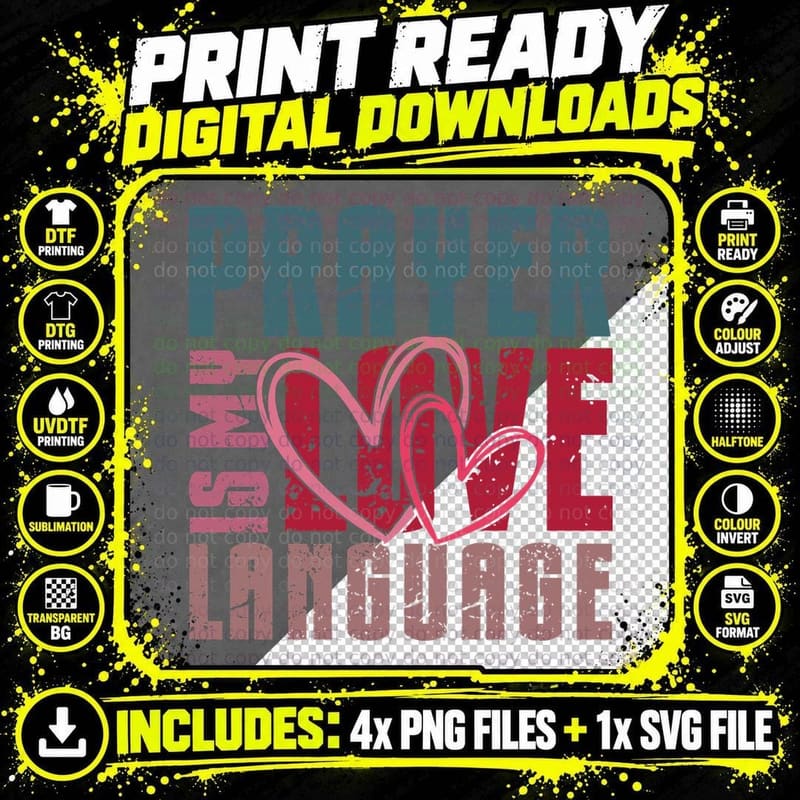 Prayer Mode Is Good Language Grunge Distressed Halftone Png SVG Digital Bundle