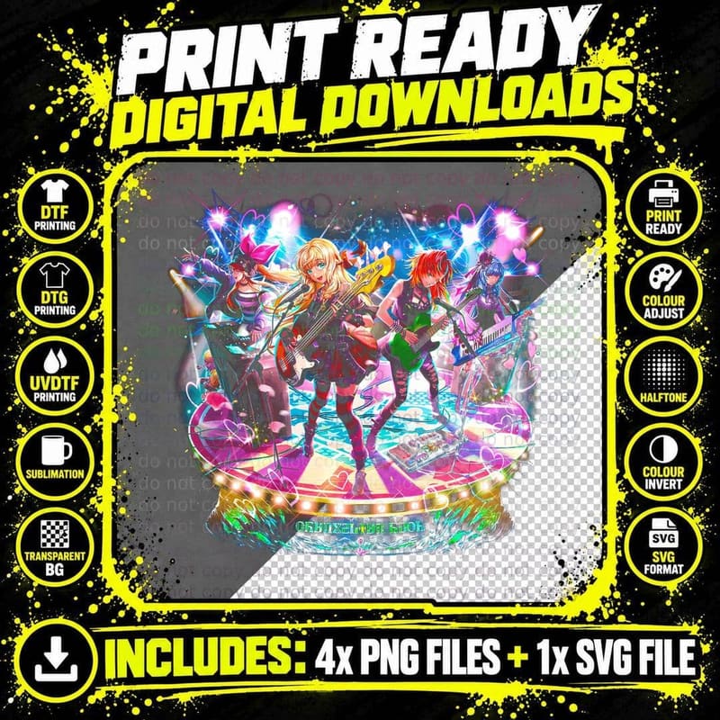 Stage Band Colorful Rainbow Halftone T-Shirt Png SVG Digital Bundle