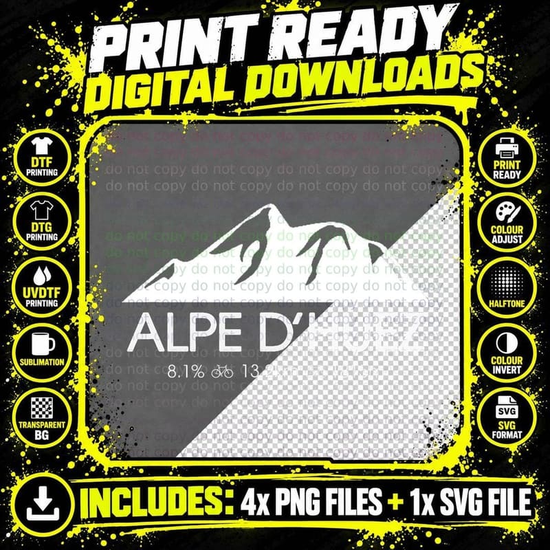 Alpe D'huez Cycling, Mountain Bike, Bicycle Png SVG Digital Bundle