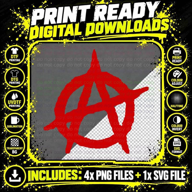 Anarchy Logo, Punk Rock, Protest Art, Political Png SVG Digital Bundle