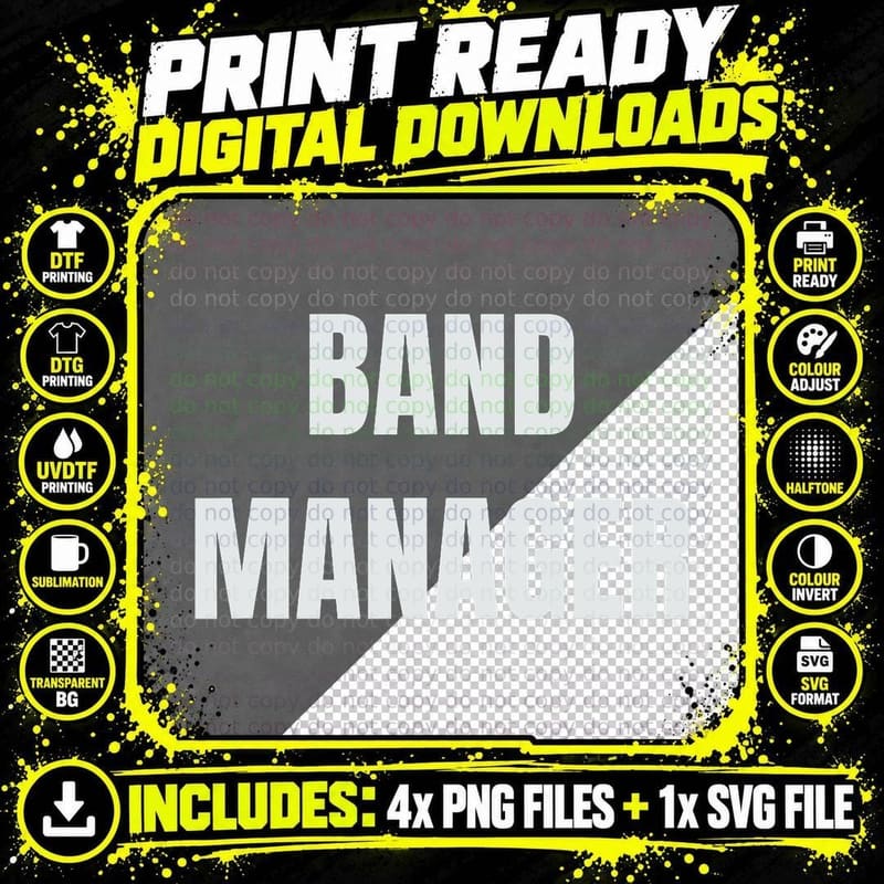 Band Manager Fun Music Events, for Women, Festival Png SVG Digital Bundle