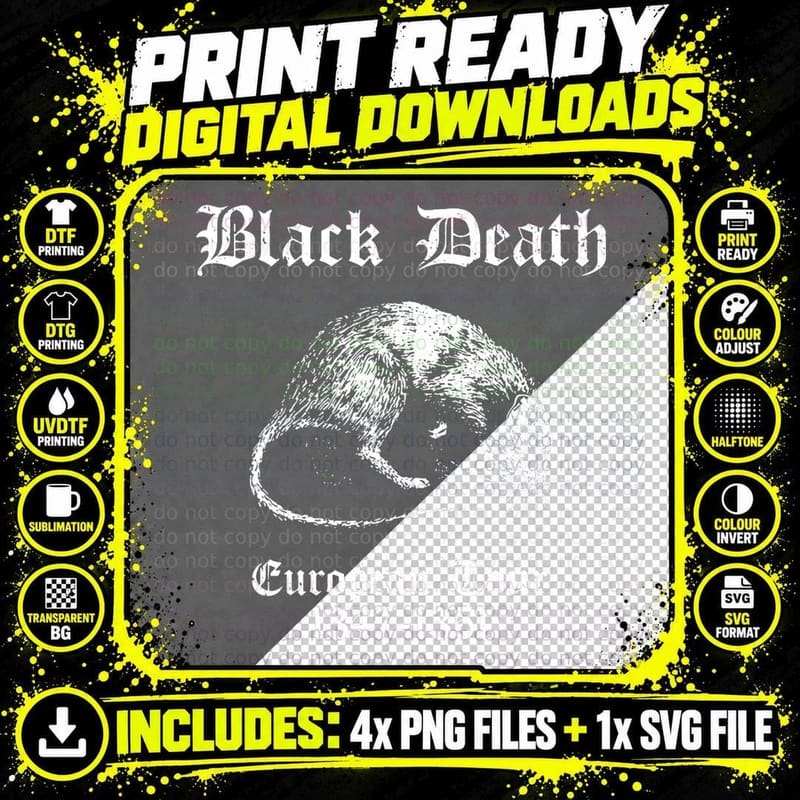 Black Death European Tour 1347-1351 Apparel Png SVG Digital Bundle