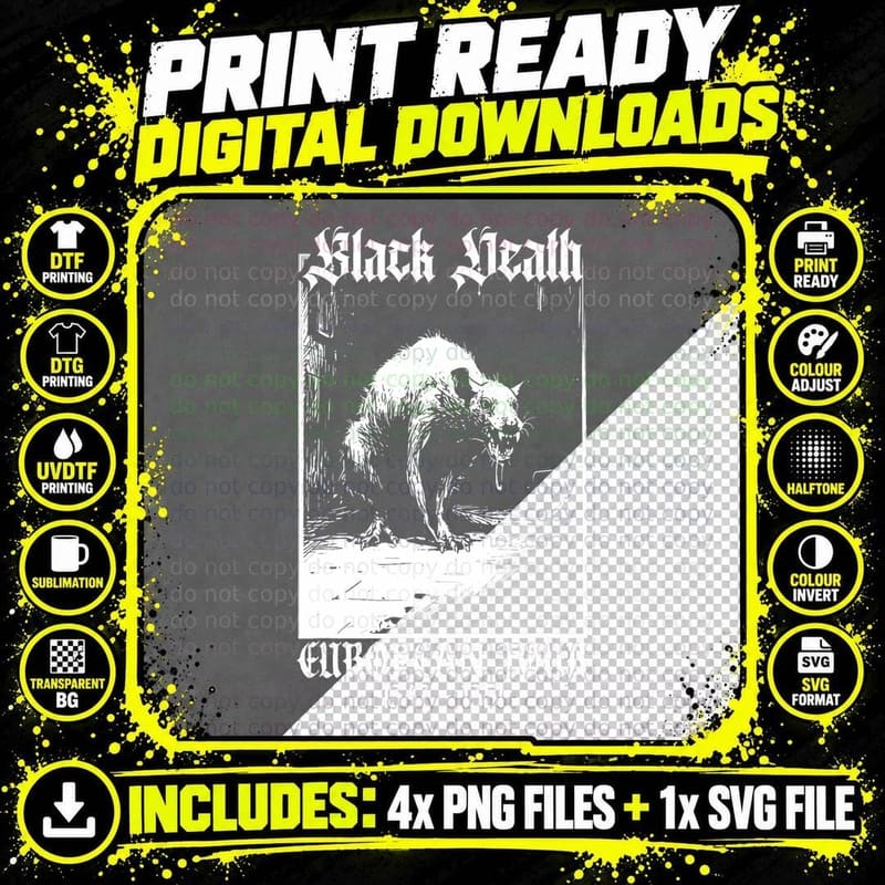 Black Death European Tour Plague Rat Medieval History Png SVG Digital Bundle