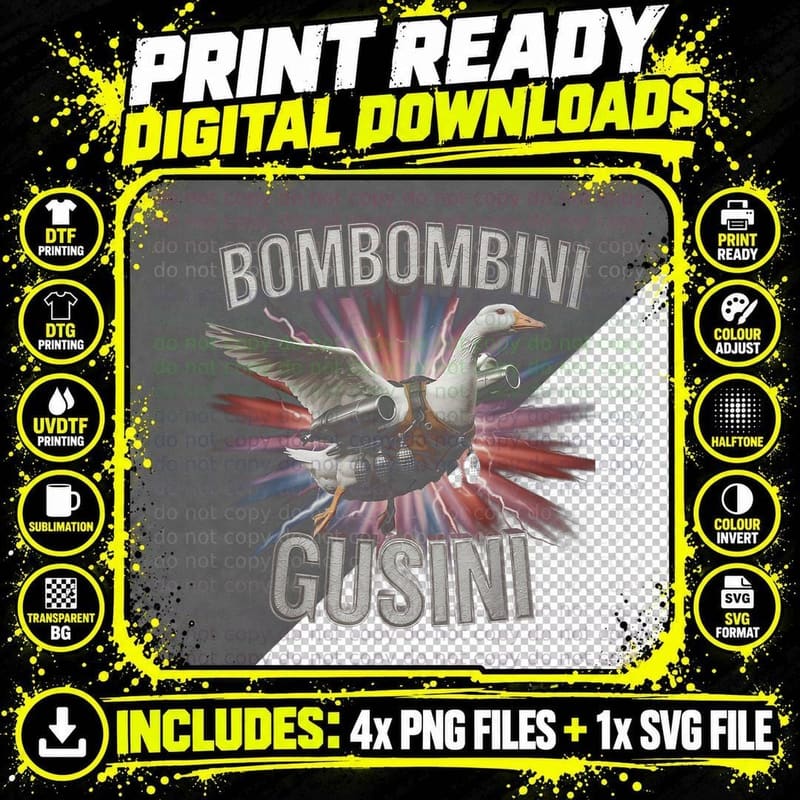 Bombombini Gusini Funny Italian Brainrot Meme Bootleg Png SVG Digital Bundle