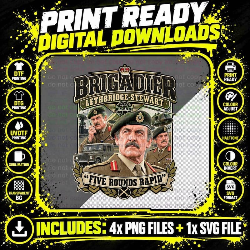 Brigadier Lethbridge Stewart Shirt Doctor Who UNIT Png SVG Digital Bundle
