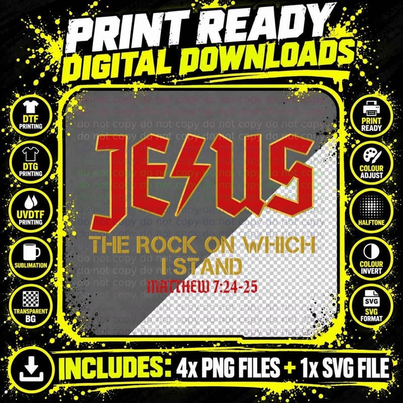 Christian Jesus Rock Band Matthew 724 Png SVG Digital Bundle