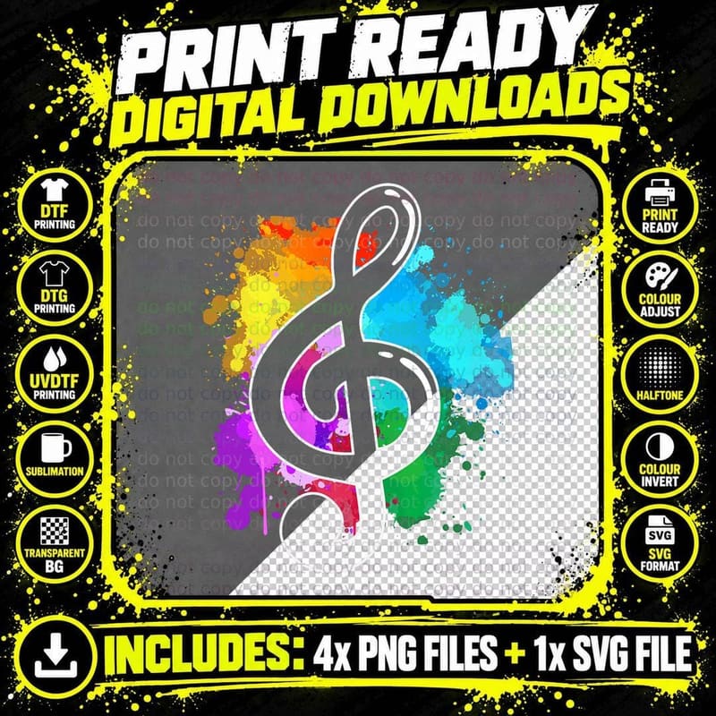 Classical Music Composer Treble Clef Music, Men's Png SVG Digital Bundle