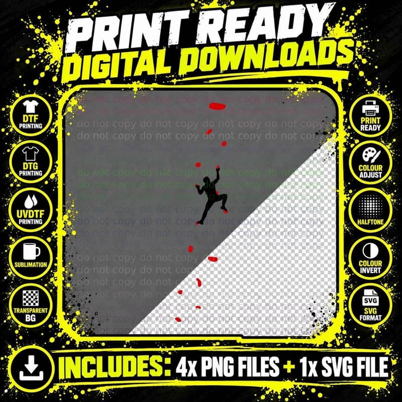 Climbing and Bouldering in the Climbing Gym Png SVG Digital Bundle