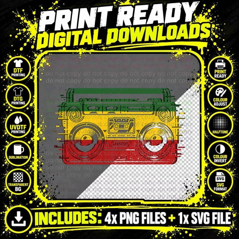 Cool Reggae for Men Women Rasta Jamaican Afro Jamaica Png SVG Digital Bundle