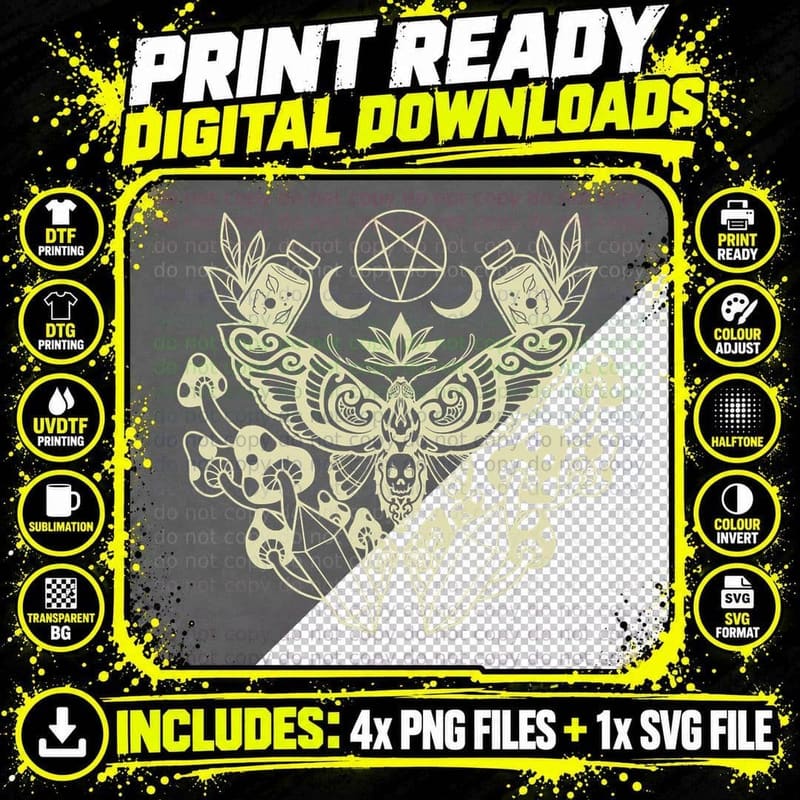 Cottagecore Aesthetic Fairy Grunge Fairycore Goth Moth Png SVG Digital Bundle