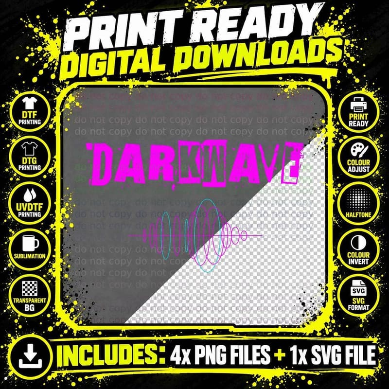 Darkwave Music Ebm Goth Post Punk Electro Synth Png SVG Digital Bundle