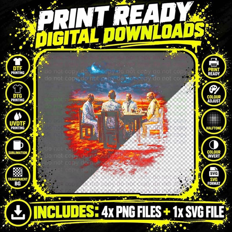 Desert Table Night Band T-Shirt, Halftone Indie Rock Png SVG Digital Bundle