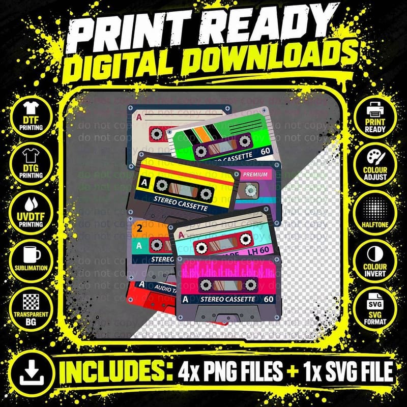 Eighties Music Lover Retro 80s, Vintage Band Fan Png SVG Digital Bundle