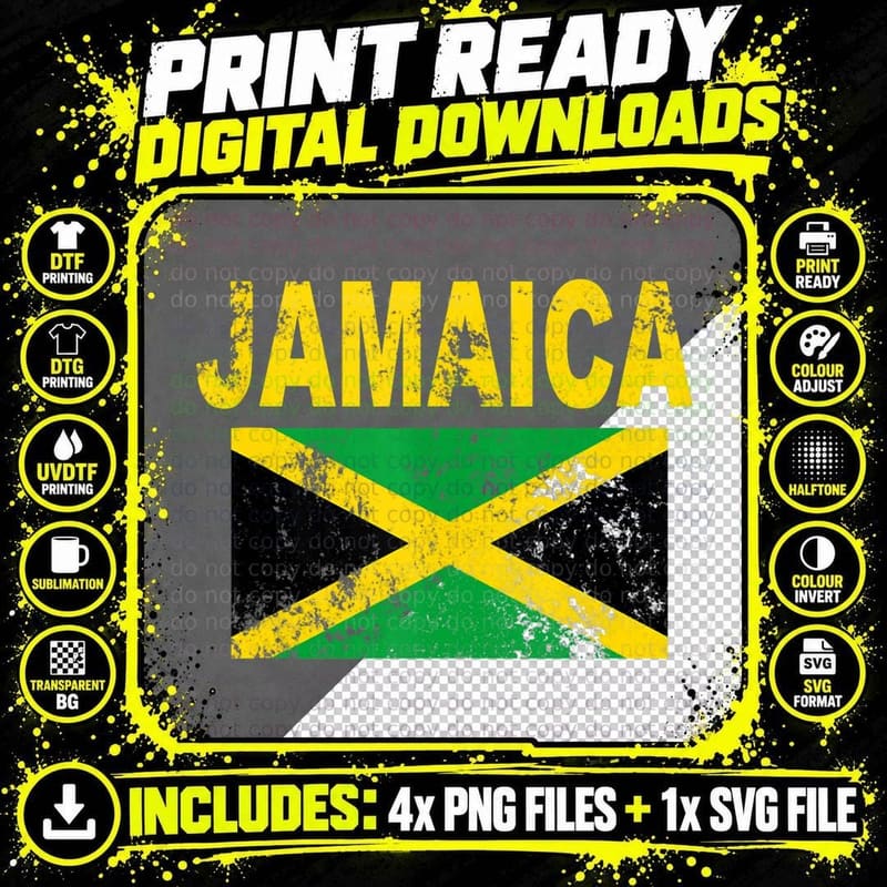 Flag Jamaica T-Shirt Cool Jamaican Flags Men Women Gift Png SVG Digital Bundle