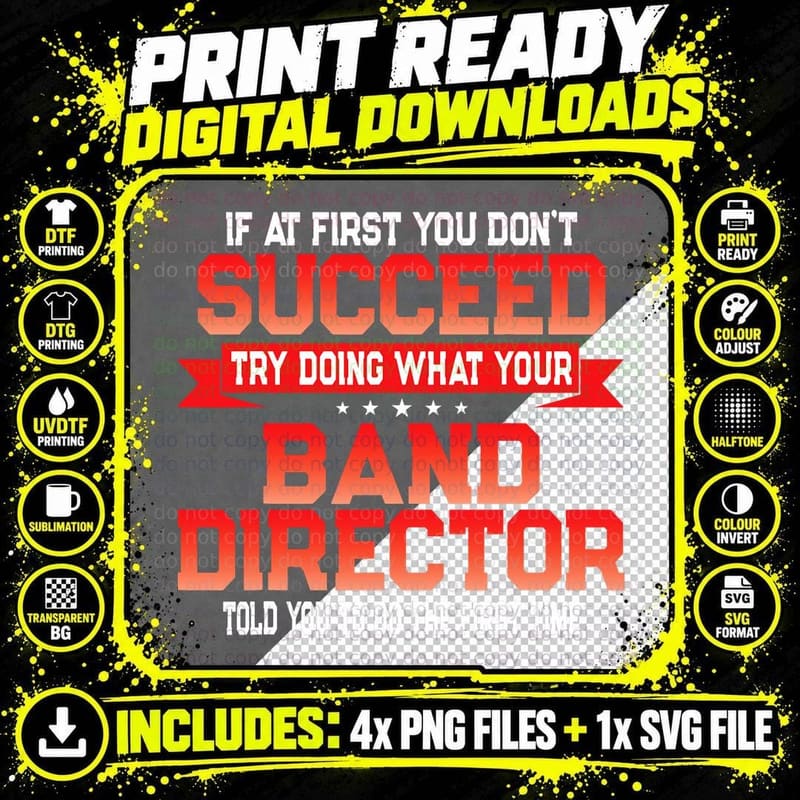 Fun Band Director Gift - Funny Music Quote Png SVG Digital Bundle
