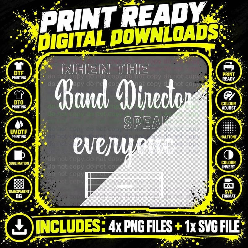 Funny Band Director Shirt Music Teacher Gifts Png SVG Digital Bundle