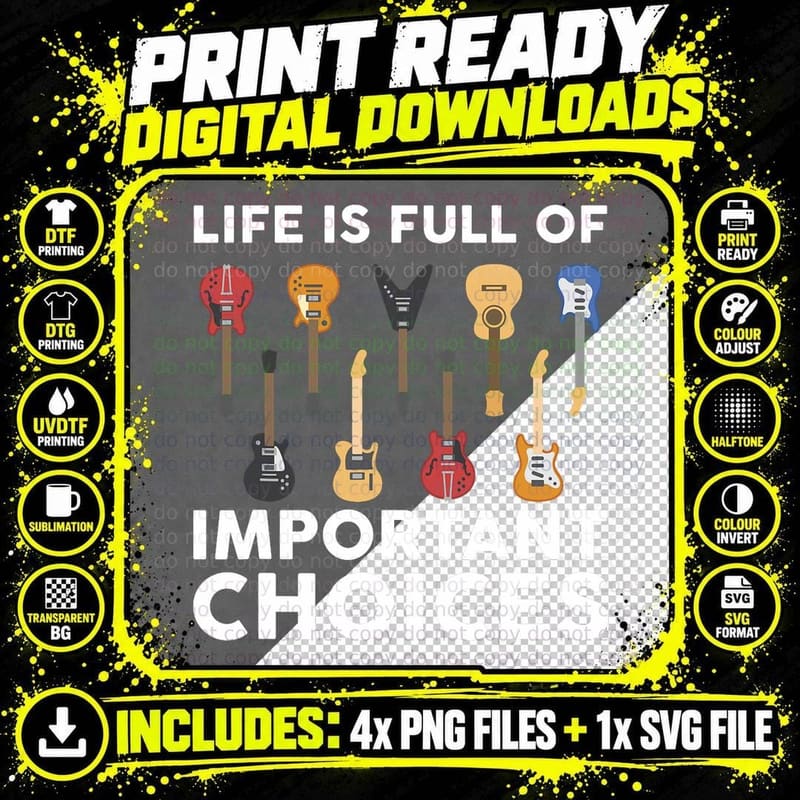 Funny Guitarist Guitar Player Music Lover Gift for Men Png SVG Digital Bundle