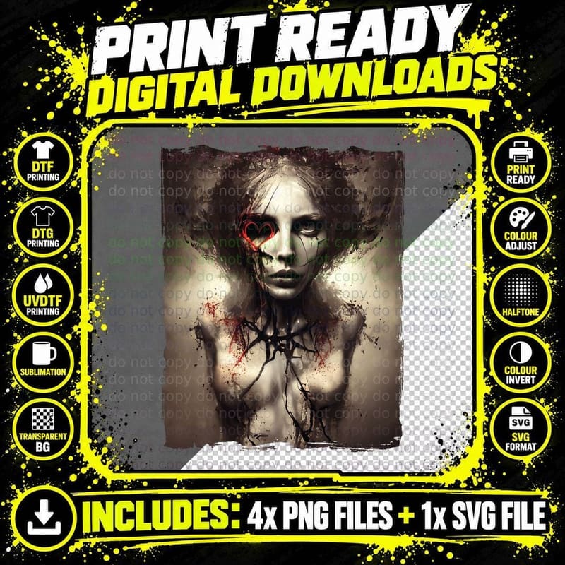 Goth Aesthetic Grunge Occult Emo Satanic Dark Art Png SVG Digital Bundle