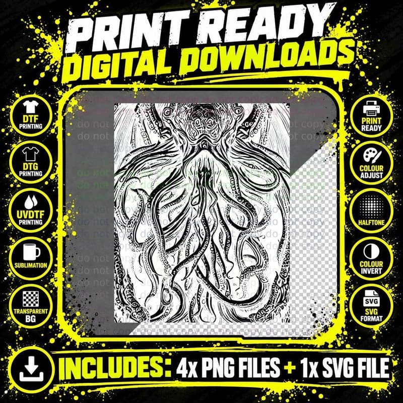 Goth Aesthetic Grunge Occult Emo Satanic Fantasy Cthulhu Png SVG Digital Bundle