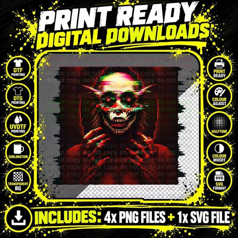 Goth Aesthetic Grunge Occult Emo Satanic Glitch Satan Png SVG Digital Bundle