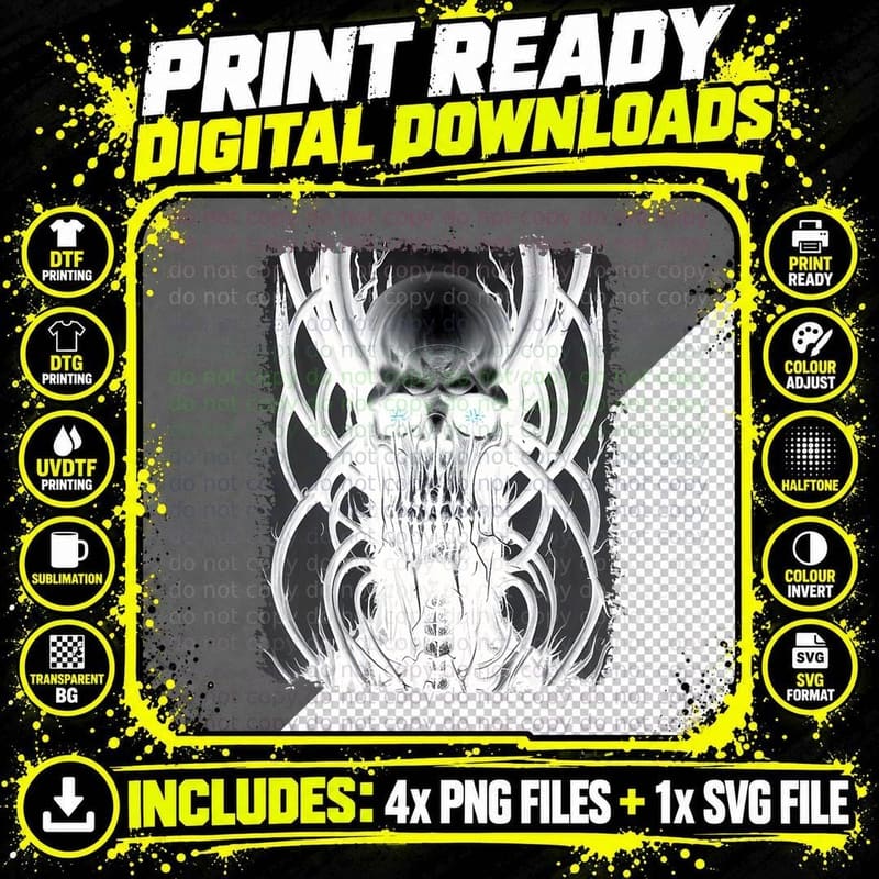 Goth Aesthetic Grunge Occult Emo Satanic Horned Skull Png SVG Digital Bundle