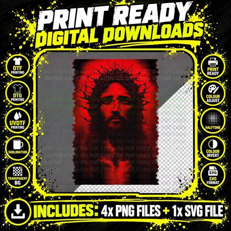 Goth Aesthetic Grunge Occult Emo Satanic Jesus Glitch Png SVG Digital Bundle