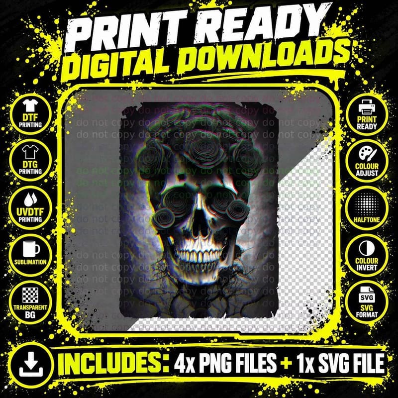 Goth Aesthetic Grunge Occult Emo Satanic Skull Waporwave Png SVG Digital Bundle