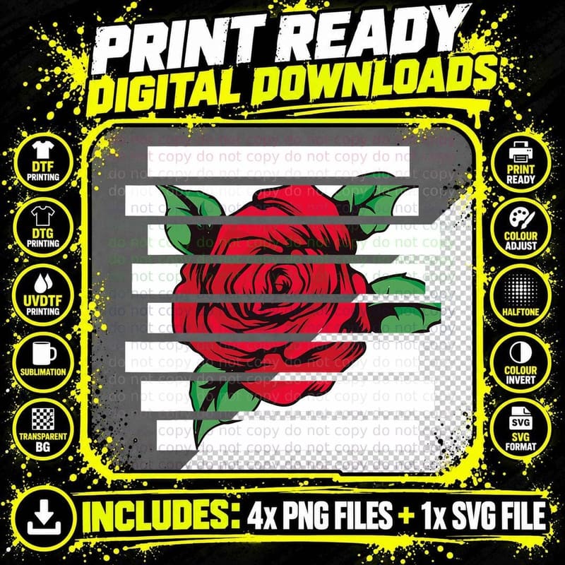 Goth Rose Aesthetic Grunge for a Flower Lover and Png SVG Digital Bundle