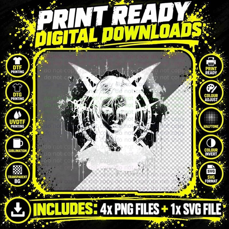Gothic Aesthetic Occult Unholy Grunge Emo Punk Satanic Png SVG Digital Bundle