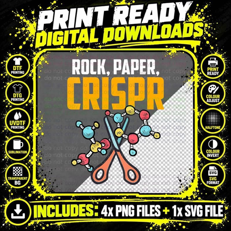 Hand Game Rock Paper Scissors Crispr Gene E Png SVG Digital Bundle