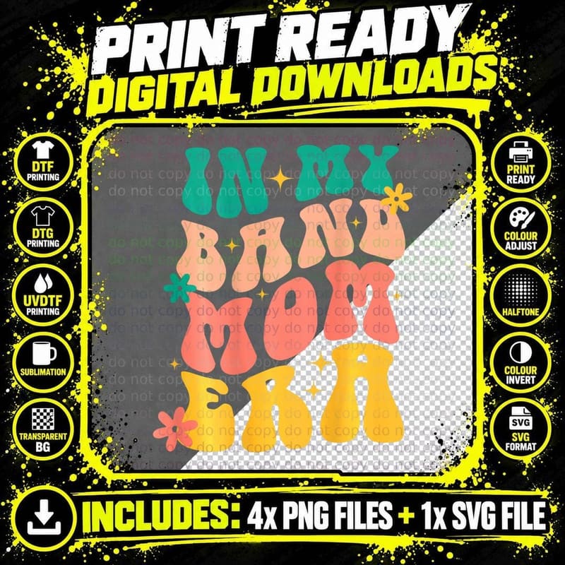 In My Band Mom Era ( on Back), Music Fan, Rocker Png SVG Digital Bundle