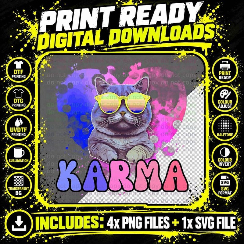 Karma Groovy Letters Pink Concert Summer T-Shirt Png SVG Digital Bundle