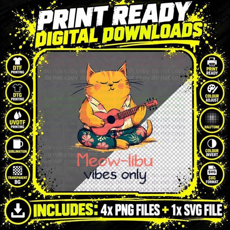 Meow-Libu Vibes Only Summer T-Shirt Png SVG Digital Bundle