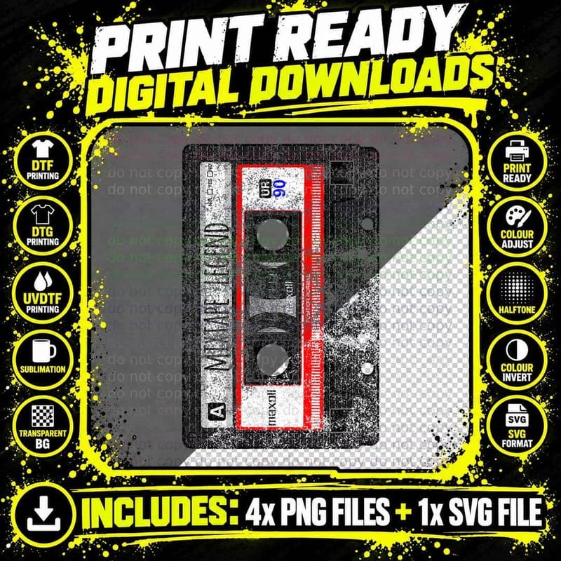 Mixtape Legend Cassette - Hip Hop DJ T-Shirt Png SVG Digital Bundle