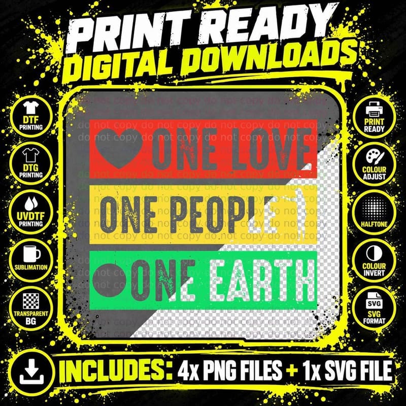 One Love One People One Earth Day T-Shirt Png SVG Digital Bundle