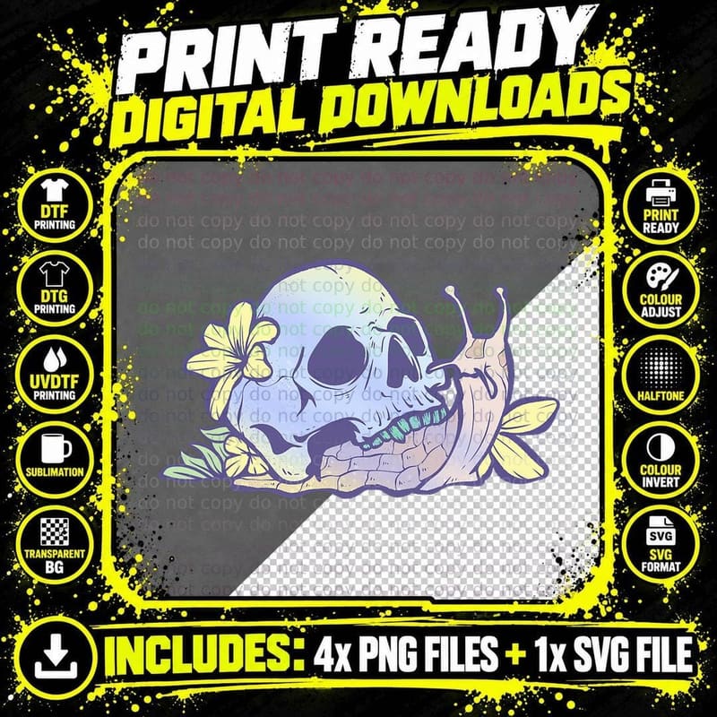Pastel Goth Kawaii Eboy Egirl Emo Cute Skull Snail Png SVG Digital Bundle
