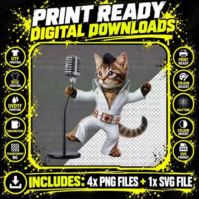 Pop Dancing Cat the Icon of Rock Music and Pop Culture Png SVG Digital Bundle